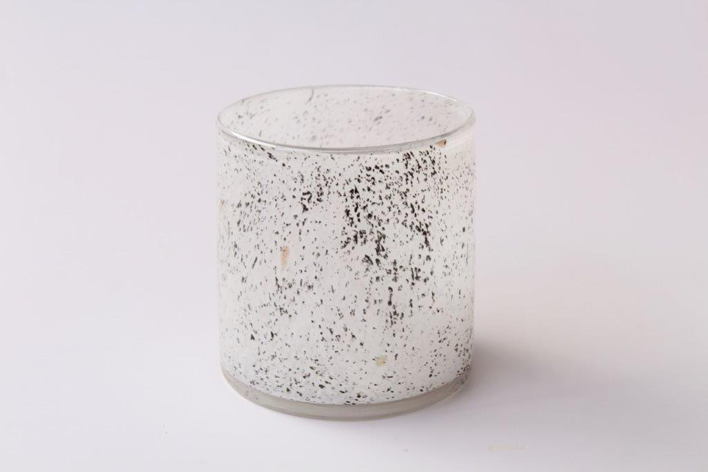 Large White, Black & Gold Glass Candle Holders